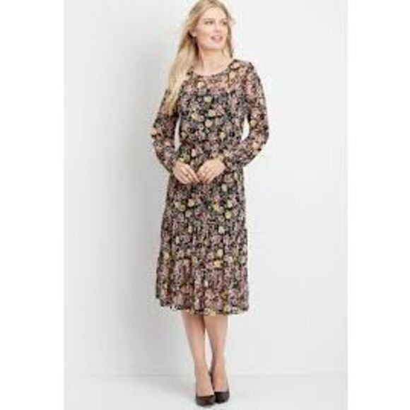 Maurices Dresses & Skirts - Floral Mesh Midi Dress size xs